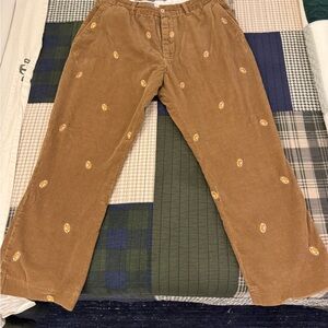 Castaway Tan Corduroy with embroidered  footballs